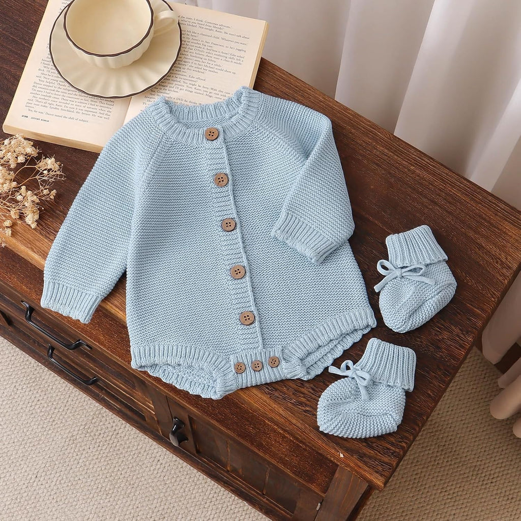 Cotton Baby Sweater and Booties Set