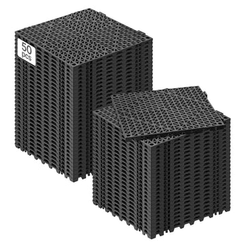 Interlocking Tile 50PCS Black, Drainage Tiles 12" x 12" Splicing, Soft PVC Interlocking Drainage Floor Tiles