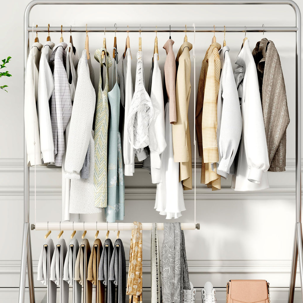 Adjustable Closet Rod for Hanging Clothes, 2 Pack White