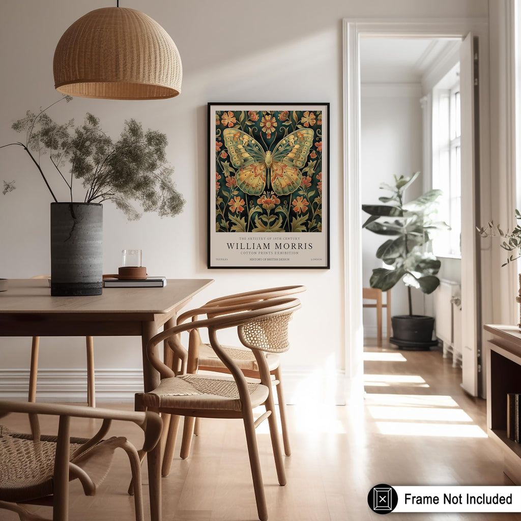 Art William Morris Poster - Butterfly Print - Flower Art - Botanical Poster - Farmhouse Creation - Aesthetic Bedroom