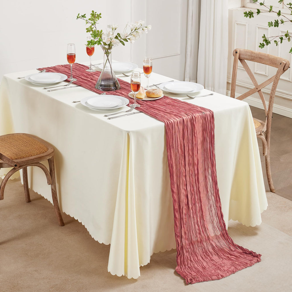 12 Pack Rose Cheesecloth Table Runner 35×120Inch Fall Boho Gauze Home Decor