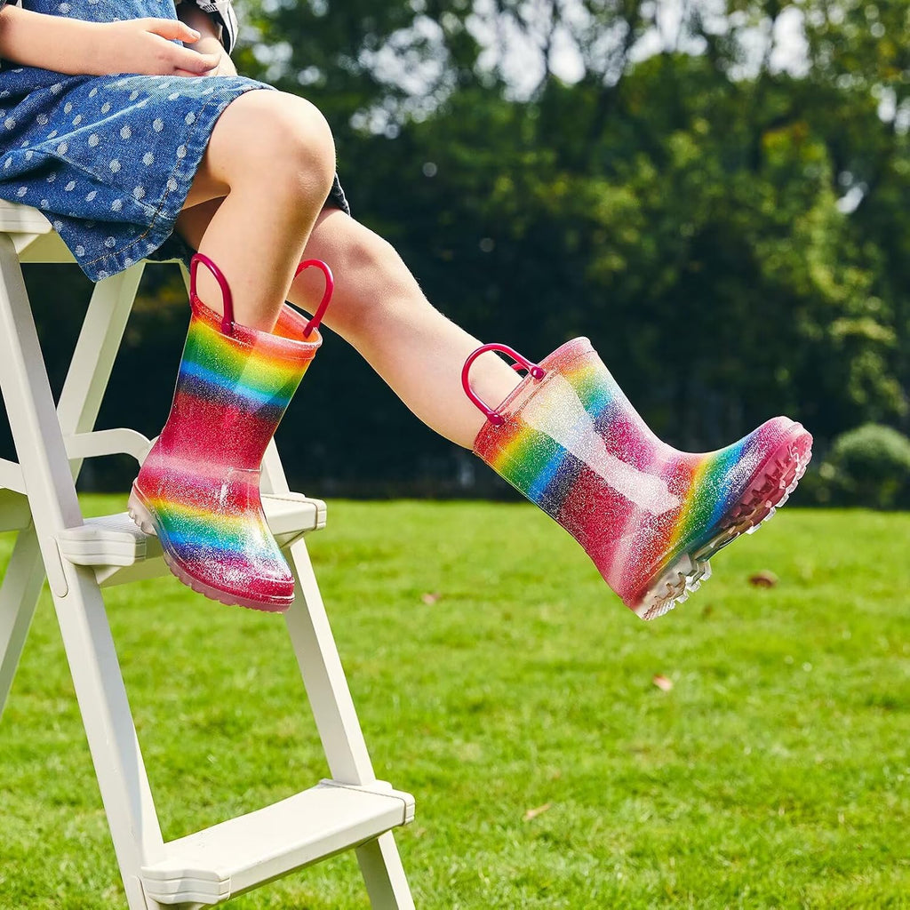 Girls Glitter Rain Boots Kids Light Up Boots