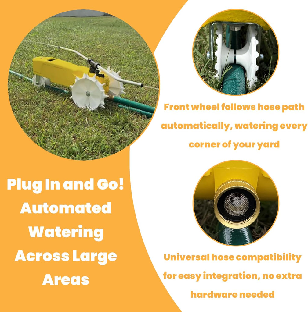 Rain Train 13,500 Square Feet Cast Iron Outdoor Lawn Traveling Water Sprinkler for Yard, and Garden, with Auto Shut