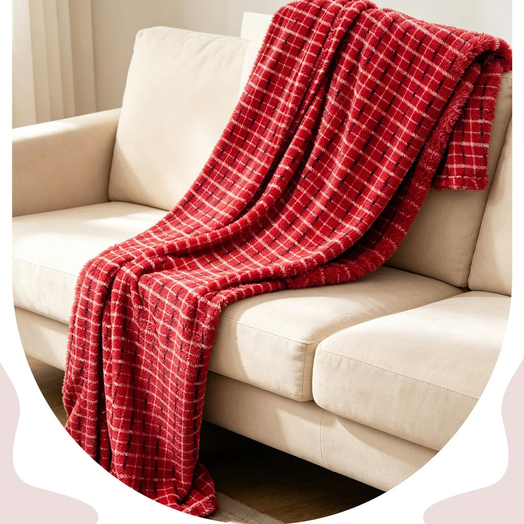 2Pcs Flannel Fleece Plaid Throw Blanket with Checkerboard Grid Pattern for Bed Couch Large Soft Blanket Winter Warm