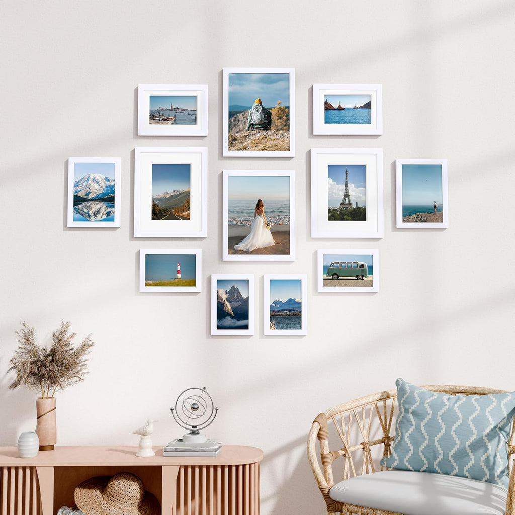 12 Pack Picture Frames Collage Wall Decor, White | Gallery Wall Frame Set: 4pcs 8x10, 4pcs 5x7 & 4pcs 4x6 Photos for