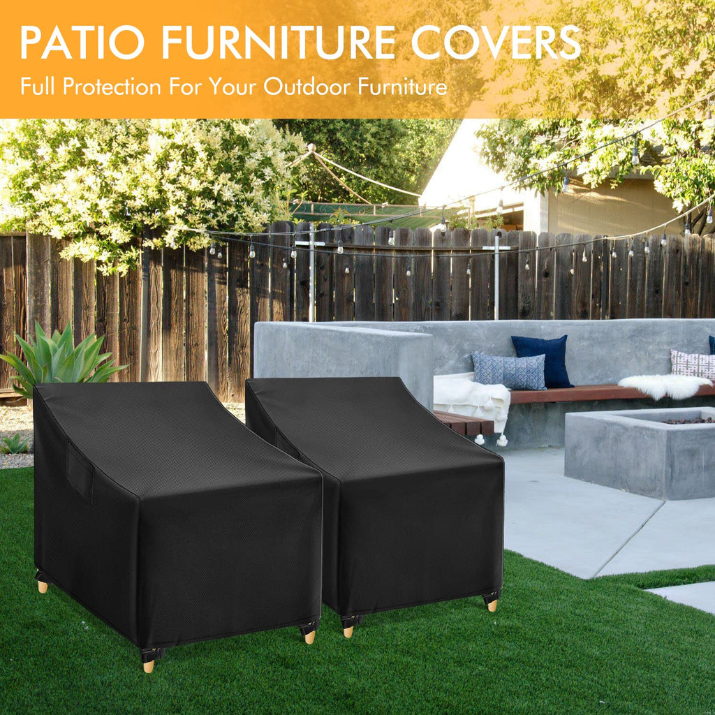 Outdoor Chair Covers Waterproof, Black Lawn Patio Furniture Covers, Heavy Duty Patio Lounge Deep Seat Cover, 2 Pack