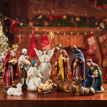 Nativity Sets for Christmas Indoor Set of 13 Pieces 11.8 Inches