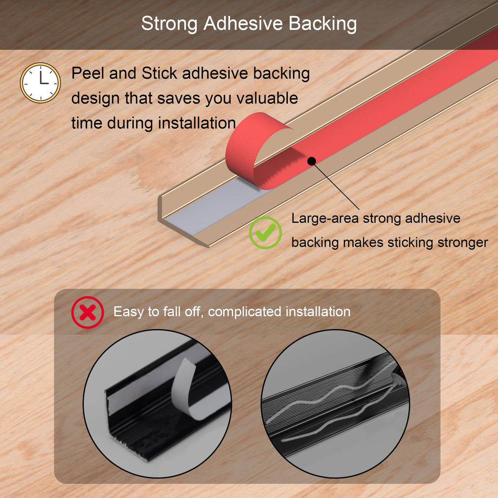 10-Pack 36 Inch Peel and Stick Aluminum Tile Trim, Decorative Kitchen Backsplash Trim Edge, Self Adhesive Tile Liner