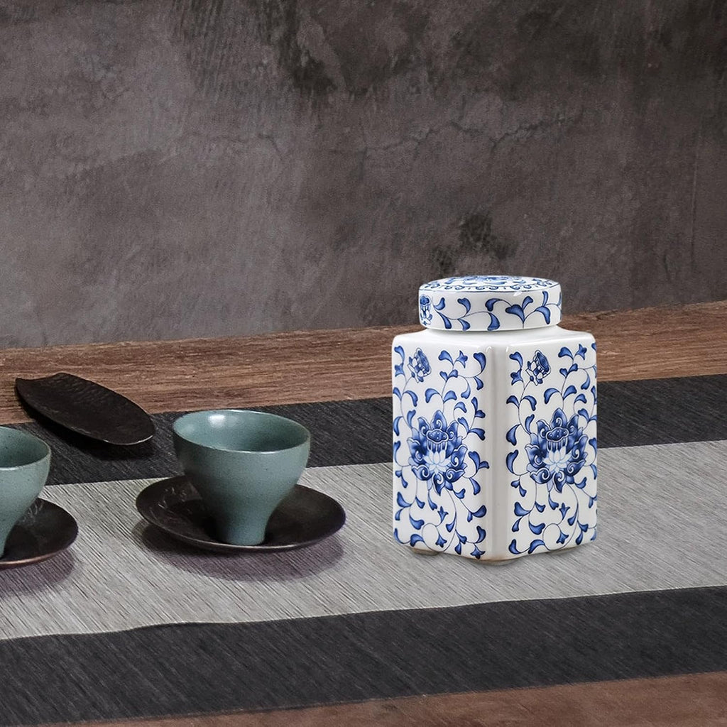 Ceramic Ginger Jar Porcelain Temple Jar Delicate Chinese Style Decorative Jar Multi Purpose Storage Jar Vase Flower