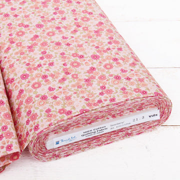 Sevenberry Peach Ditsy Floral Cotton Quilting Fabric - By the Yard