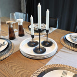 Round Wood Serving Tray with Beaded, 13” Rustic Wooden Decorative Coffee Table Tray for Centerpiece, Ottoman