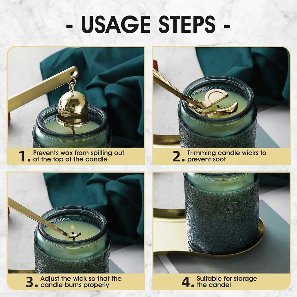 Candle Wick Trimmer, Candle Snuffer, Wick Dipper and Tray Holder