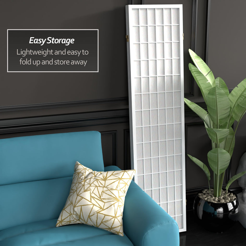 6 ft. Tall Window Pane Shoji Screen - White - 3 Panels
