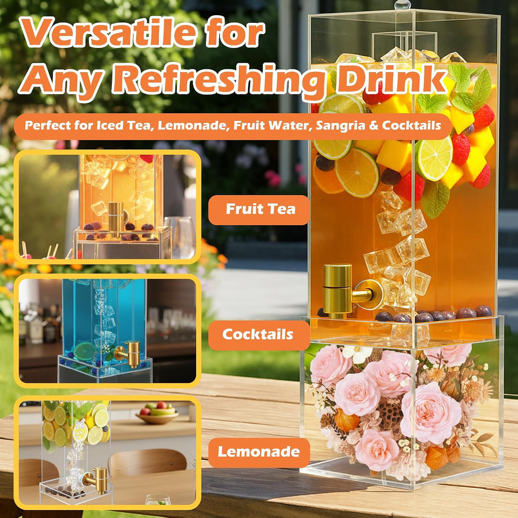 2 Gallon Drink Dispenser for Parties, Beverage Dispenser with Airtight Valve, Large Water Drink Dispenser, Water