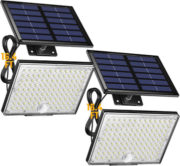 Solar Outside Lights with 113 Bright LEDs 7000K, Motion Sensor Outdoor Flood Lights Dusk to Dawn with 16ft Cable IP65