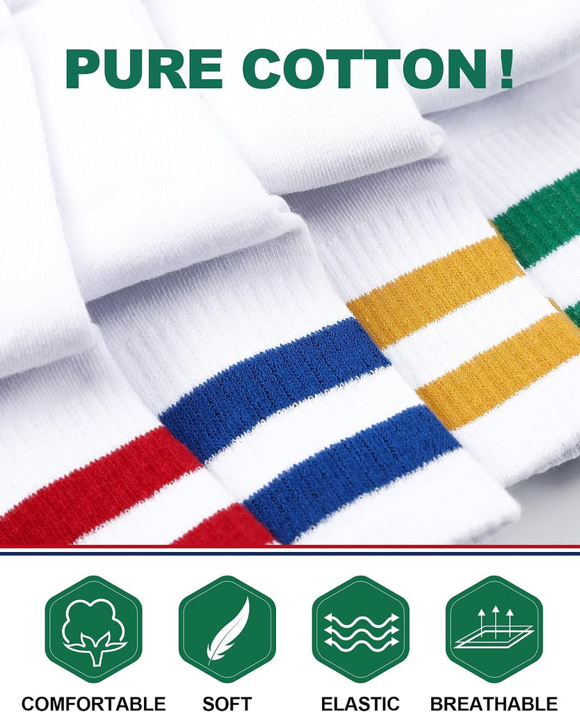 8 Pairs Crew Socks Kids Cotton Striped Socks