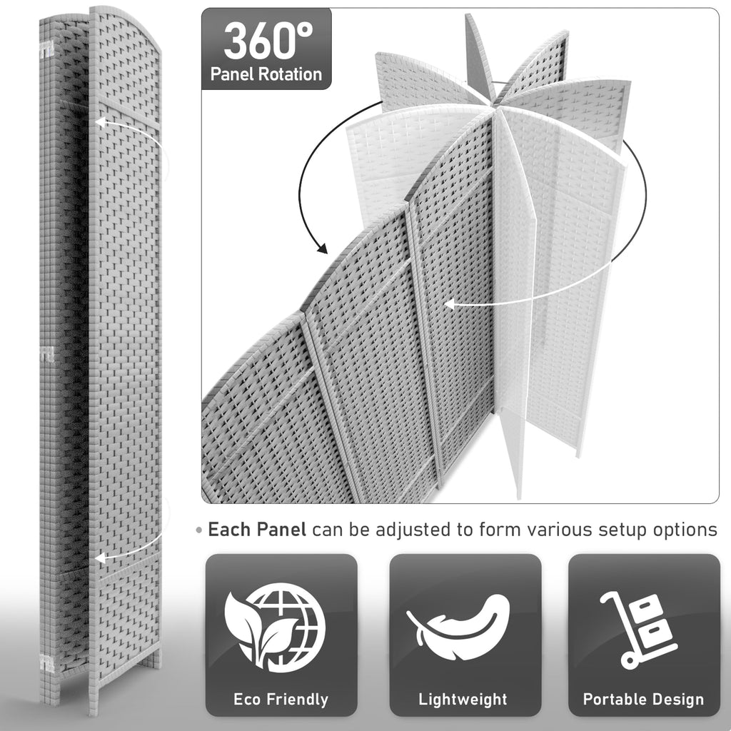 Foldable Room Divider, Mesh Privacy Screen (4 Panel, Light Gray)
