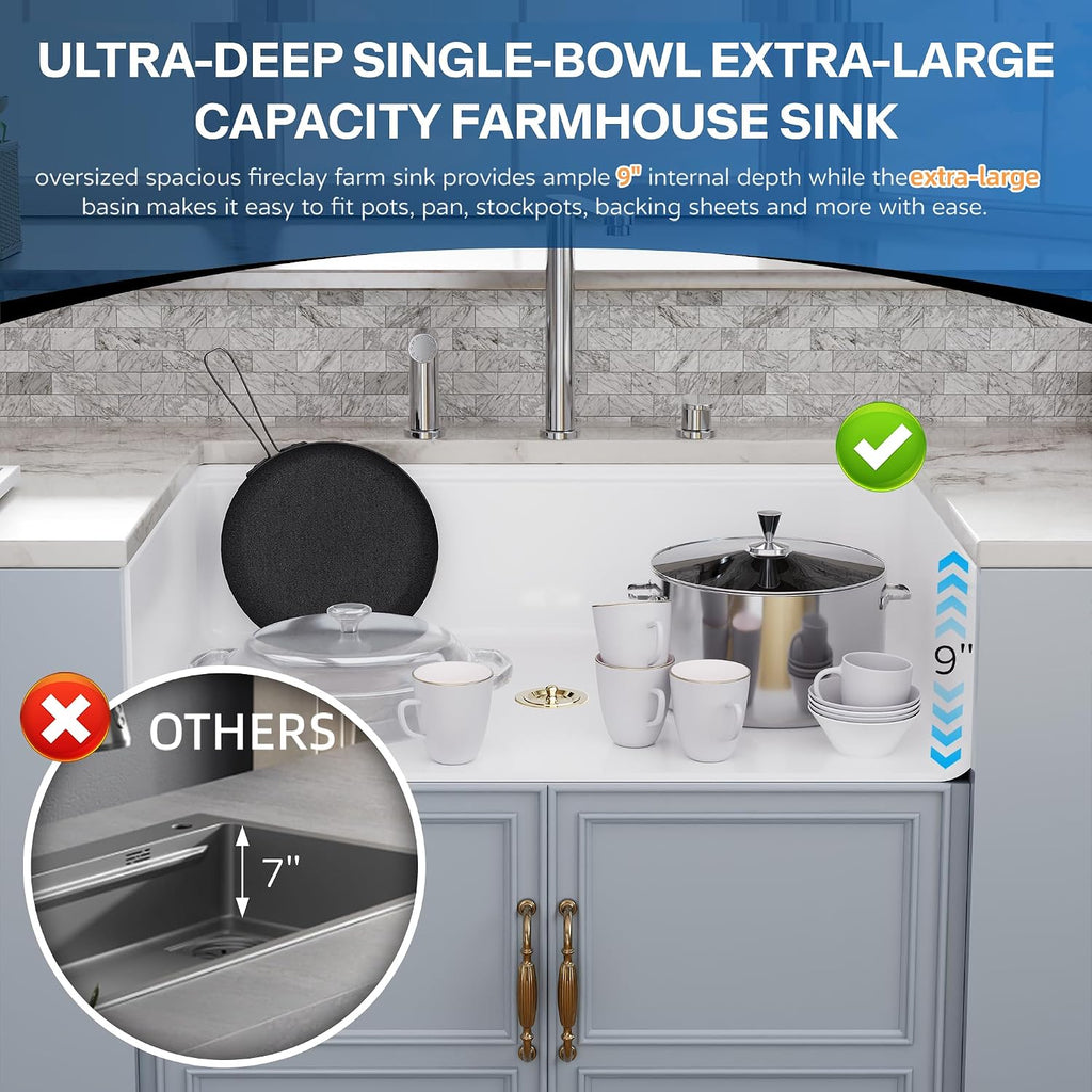 30 White Farmhouse Sink Reversible Workstation, Farm Apron Front Kitchen Sink 30x20 inch White Porcelain Ceramic