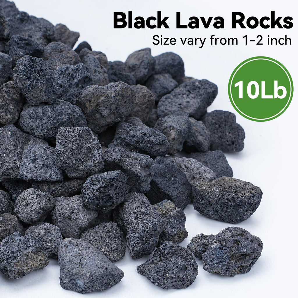 10lbs Lava Rocks for Fire Pit, 1"-2" Black Propane Fire Pit Rocks