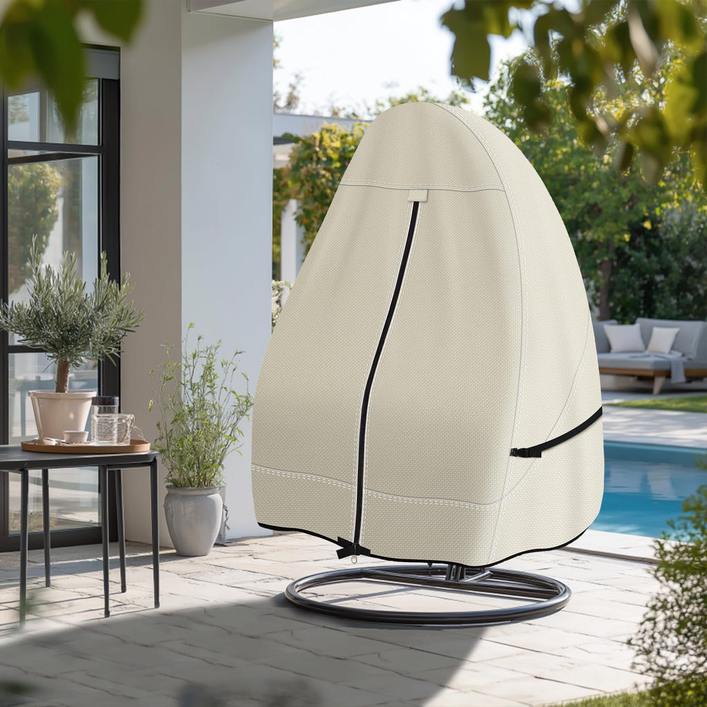 Waterproof Patio Hanging Egg Chair Cover, Beige