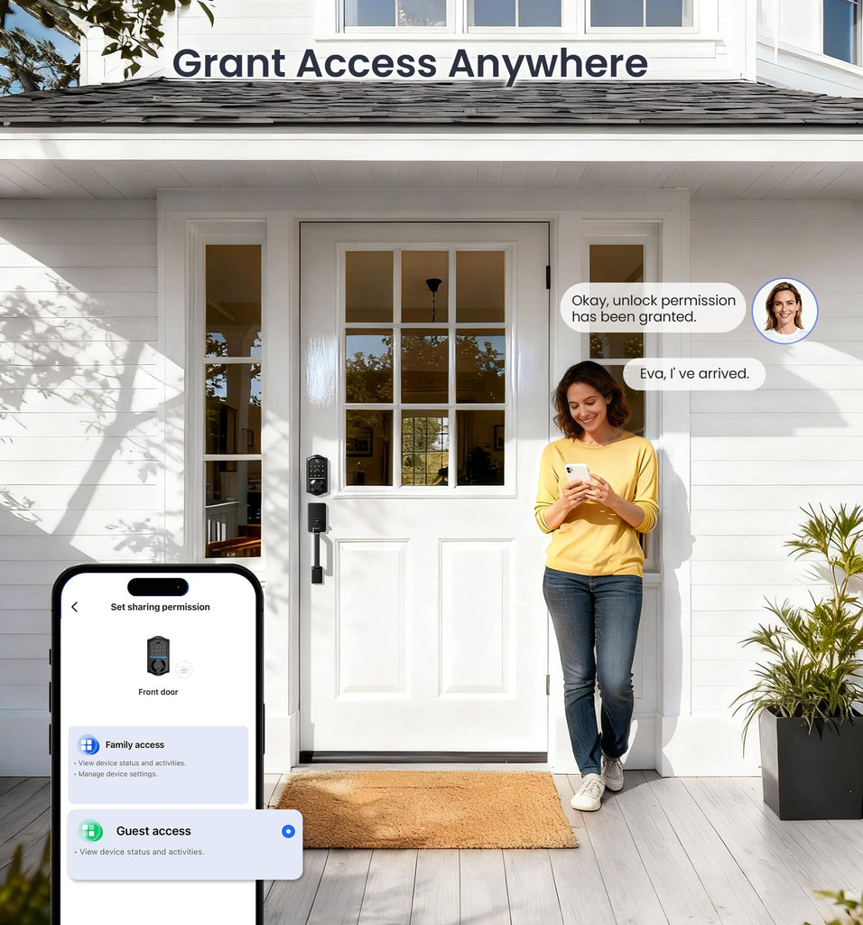 Fingerprint Smart Front Door Lock Set, Matte Black