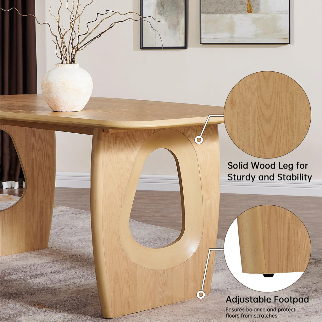 Modern Dining Table for 4-6 People, 68'' Rectangle Dining Table, Kitchen Table with Pedestal Base, Dinner Table