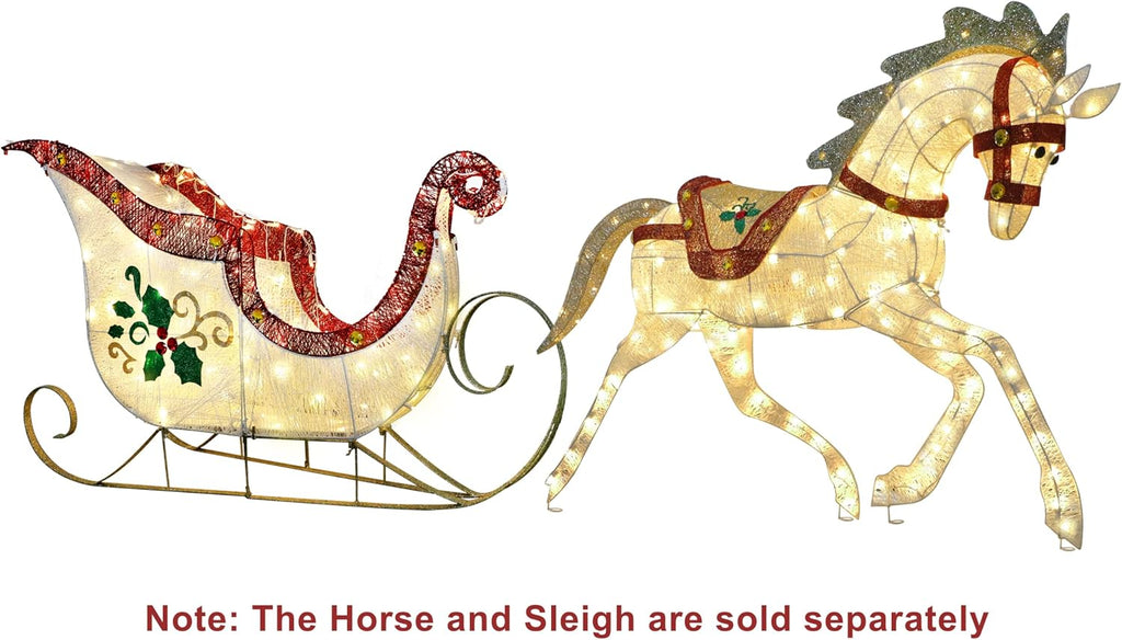 32" Pre-Lit Outdoor Sleigh Christmas Holiday Décor with 120 Warm White Twinkling LED Lights