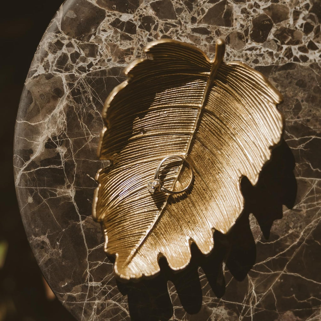 Leaf Jewelry Dish, Gold Resin Accessory & Trinket Tray