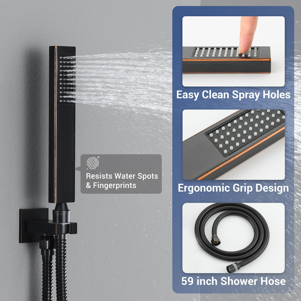 Thermostatic Dual Rainfall Shower System Oil Rubbed Bronze Shower Fixtures