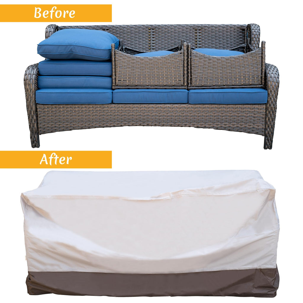 Patio Furniture Covers, Outdoor Waterproof Cover for 3-Seater Sofa and Ottomans, Sectional Couch Chair Table General