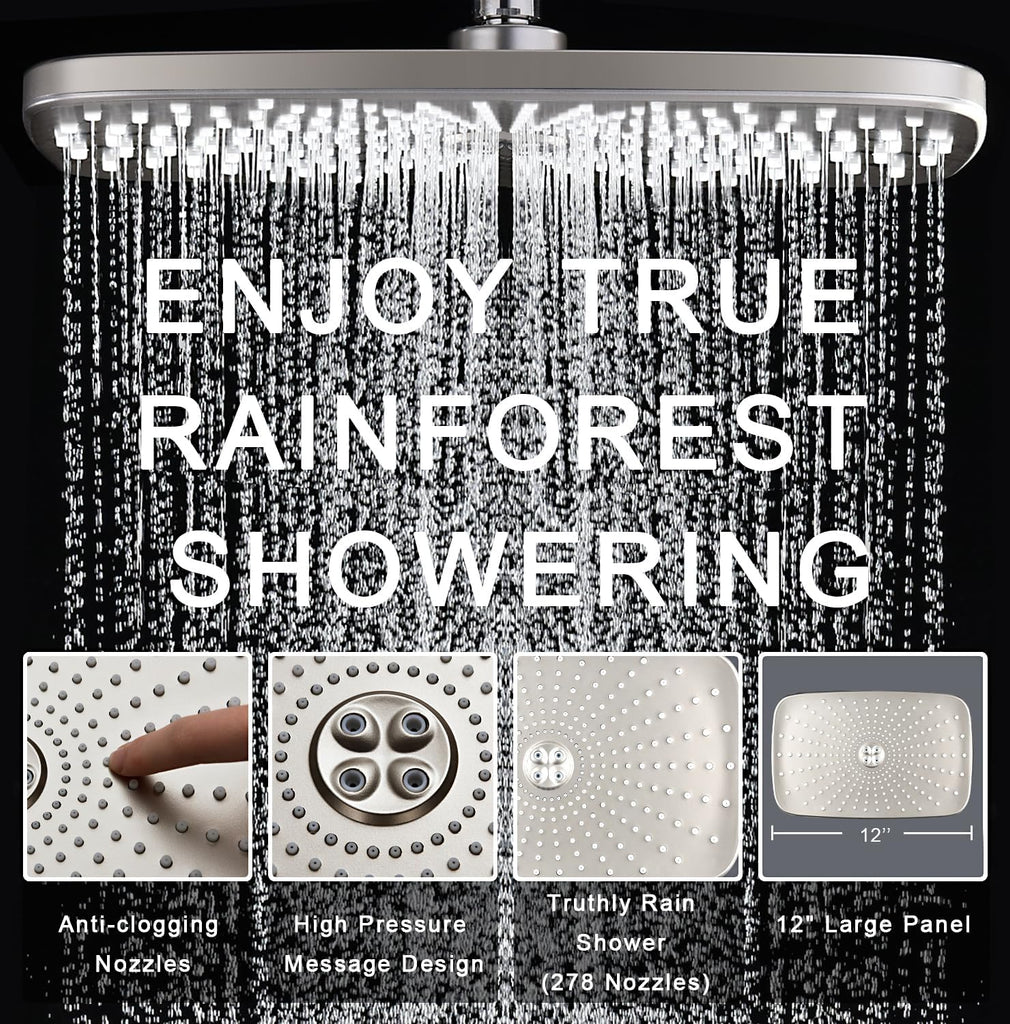 High Pressure Rain Shower Head: Upgrade Shower Heads with Handheld Spray Combo with Fixed Showerhead and 10 Sprays