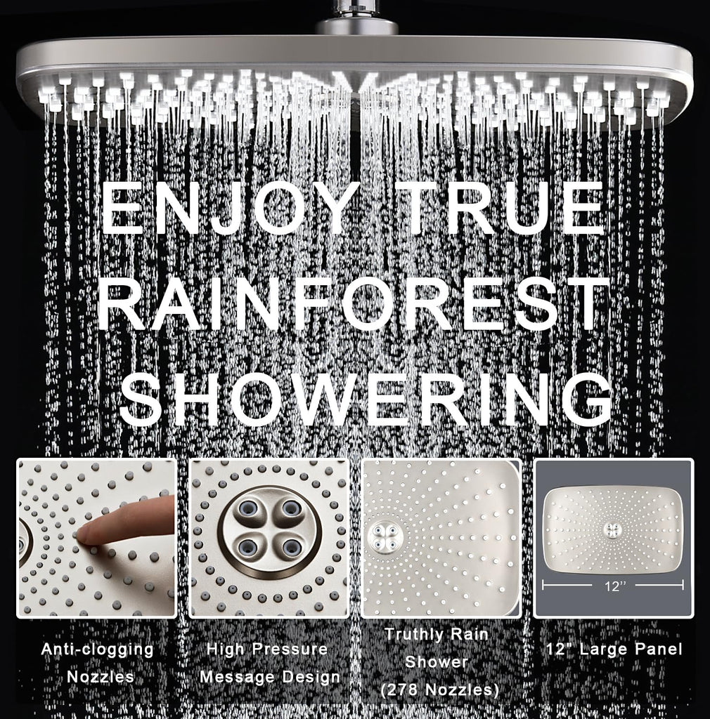 Rain Shower Head with Handheld Showerhead, Nickel 1.75GPM 460311