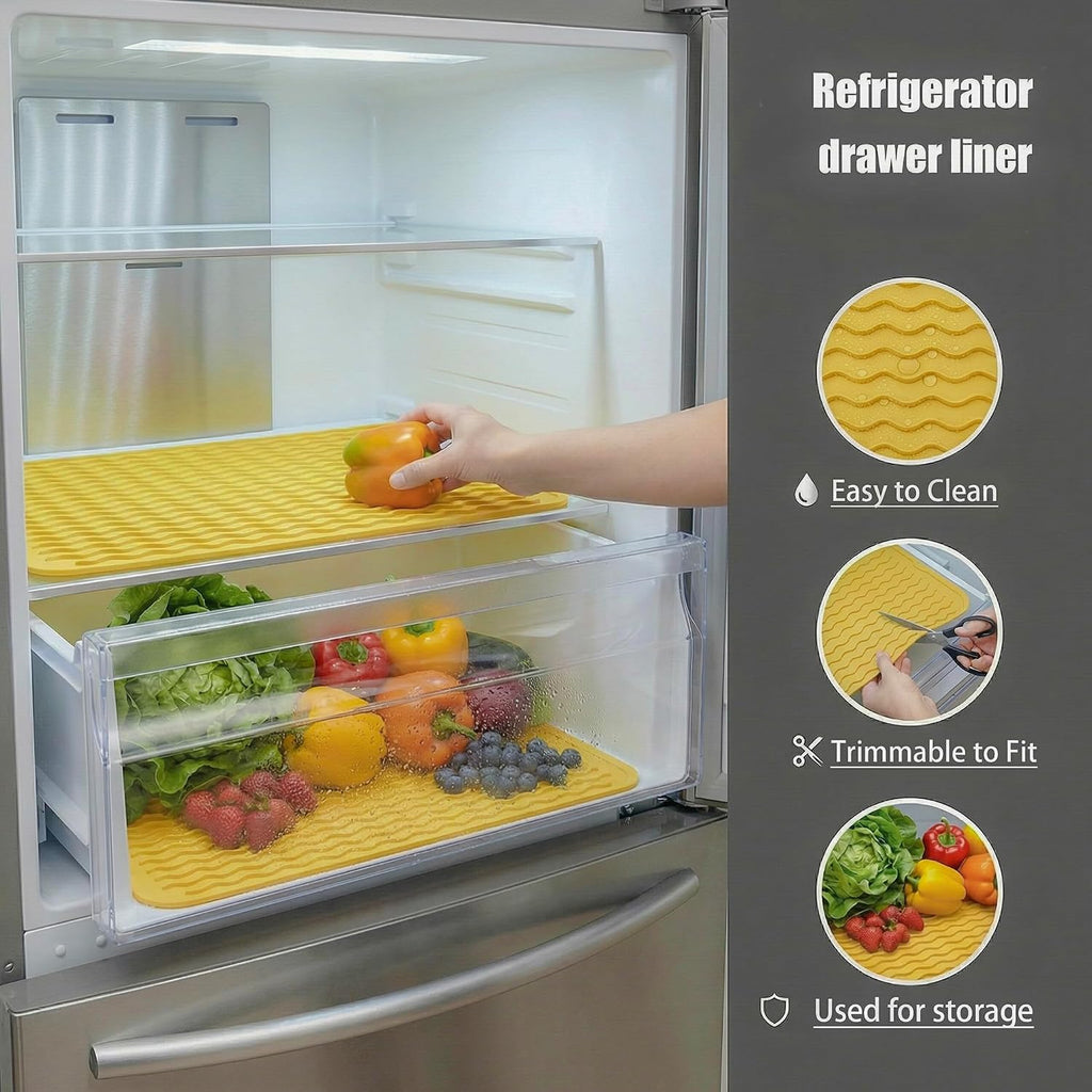 Silicone Dish Drying Mat - Quick-Dry Ridges Counter & Sink Pad, Heat-Resistant Trivet to 450°F, Non-Slip & Dishwasher