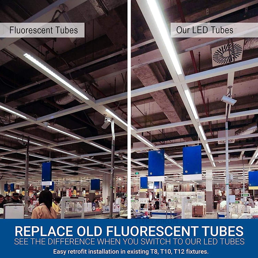 4FT T8 LED Tube 24W G13 Bi‐Pin 6000K Daylight Ballast Bypass T8/T10/T12 Fluorescent Replacement