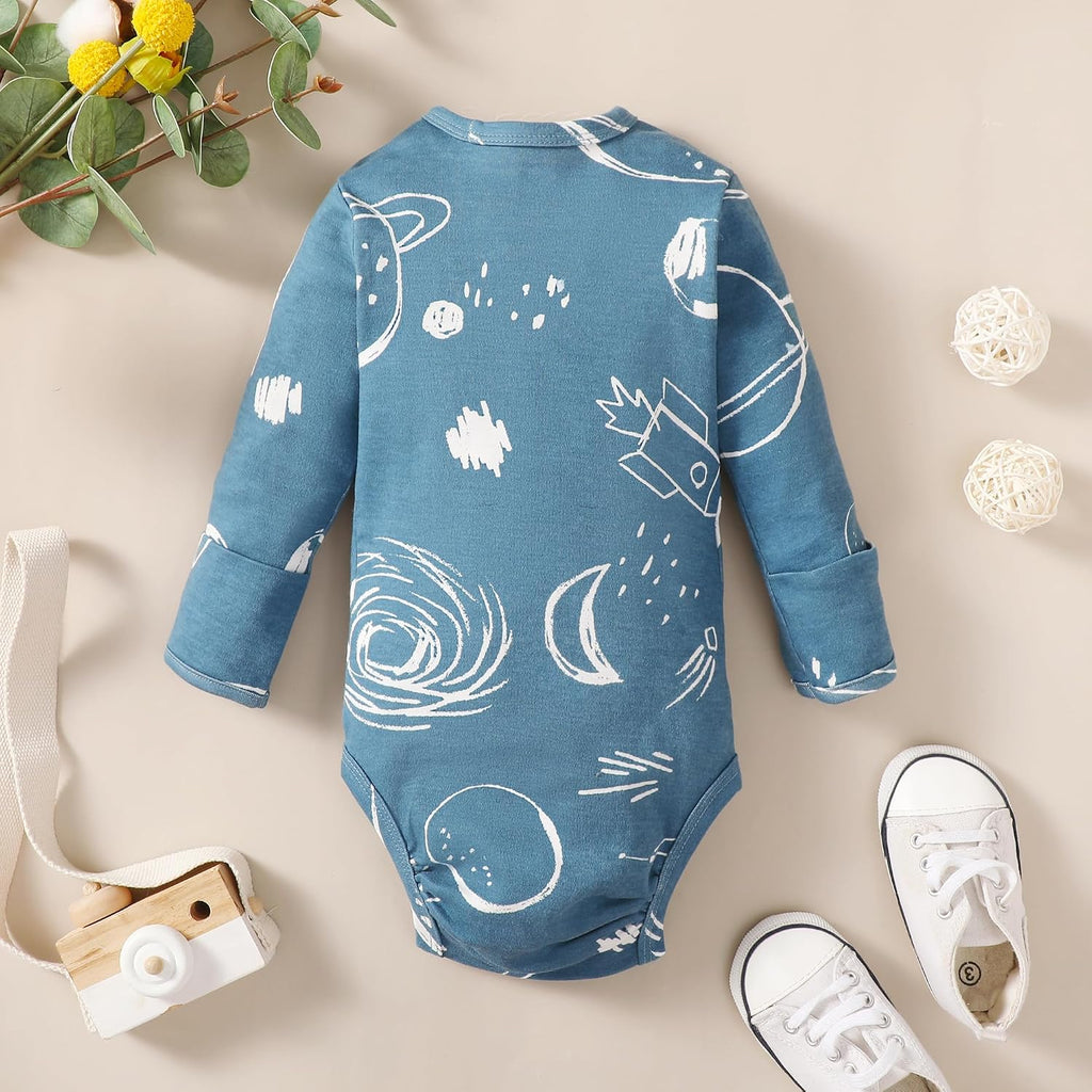 Baby Side Snap Bodysuit Kimono Onsies Boy Girl Pack 100% Cotton Basic Pattern Kimono Bodysuits