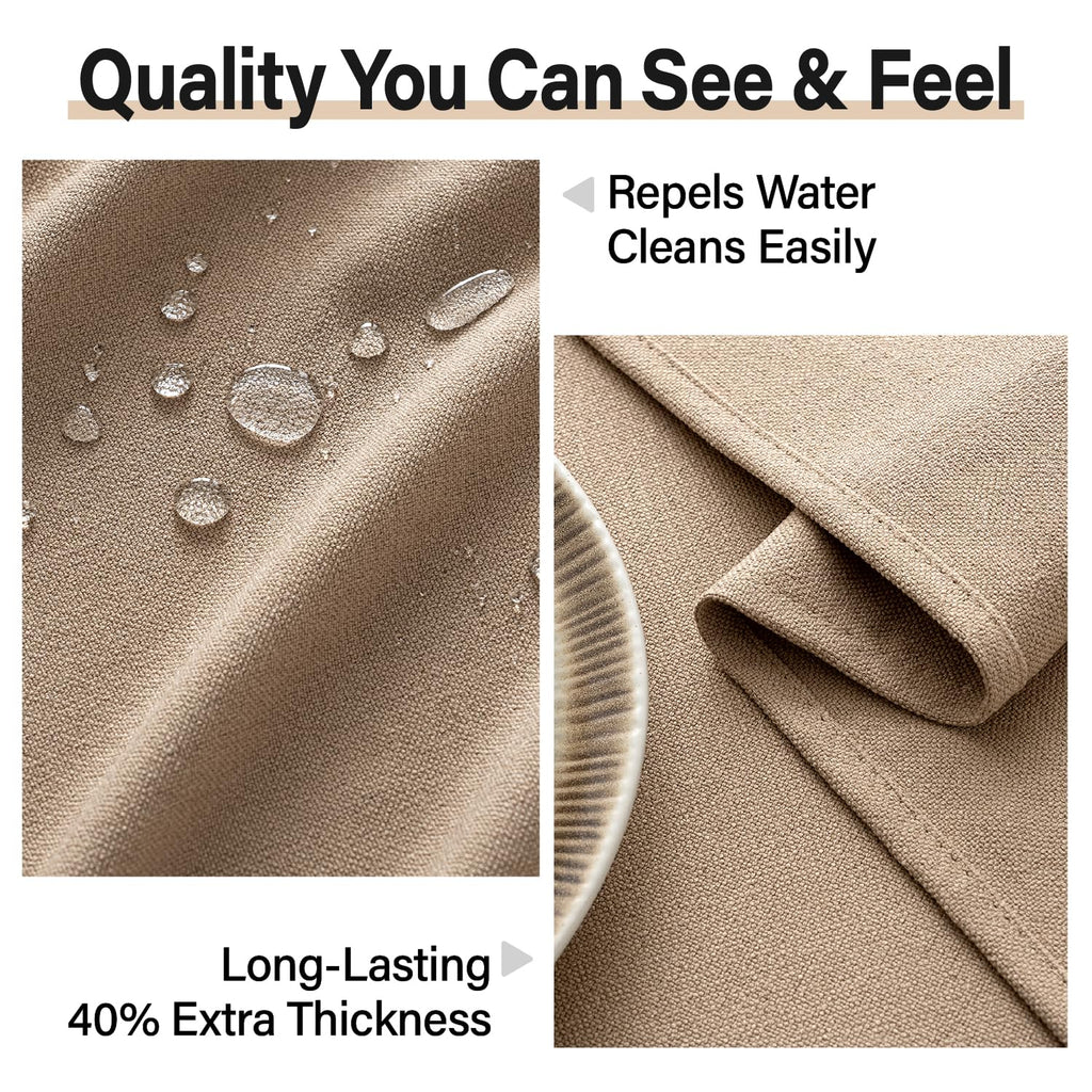 Linen Textured Rectangle Tablecloth 60 x 104 Inch Light Brown