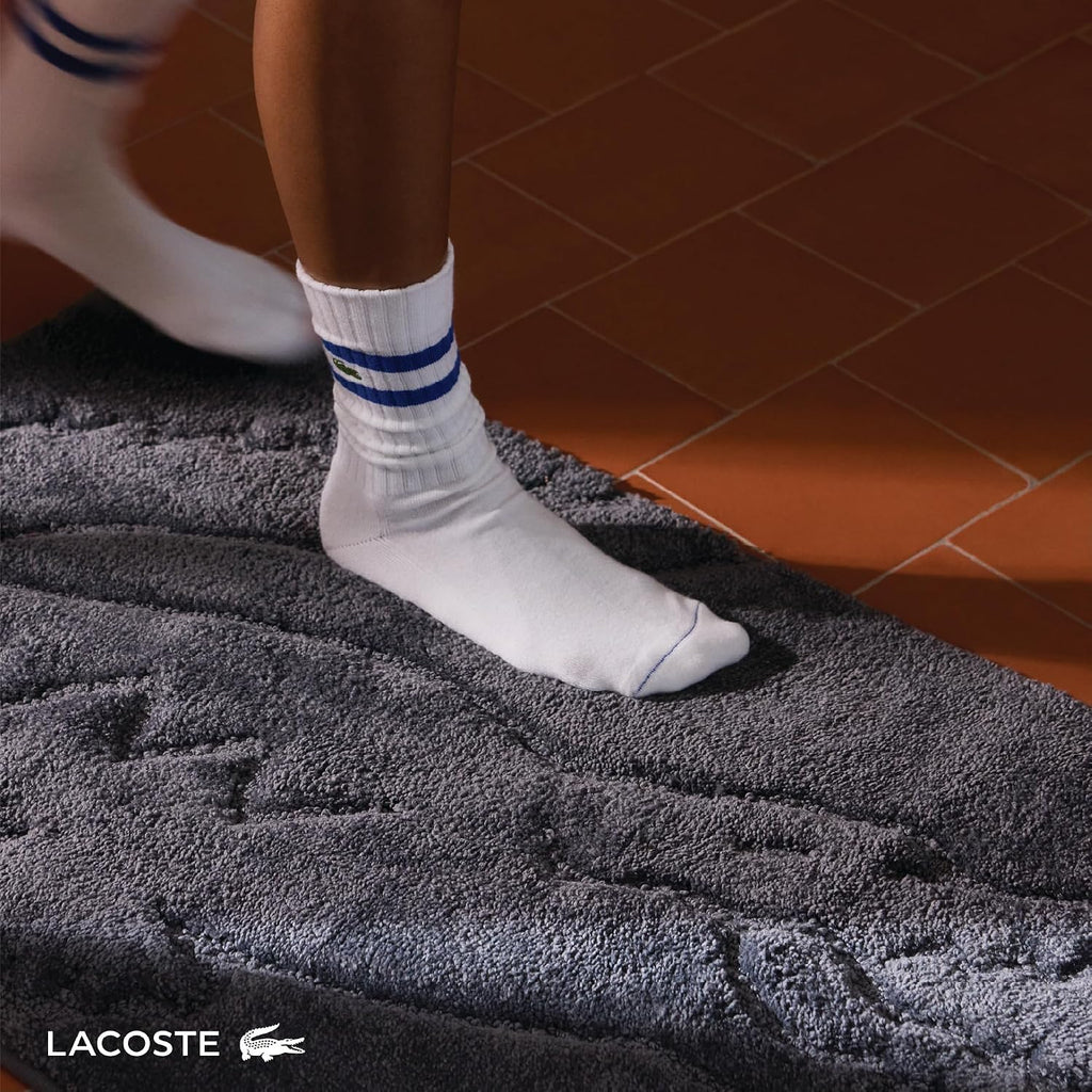 Memory Foam Bath Rug - Ultra Soft Fleece Bathroom Mat with Embroidered Crocodile Logo, Super Absorbent, Non-Slip