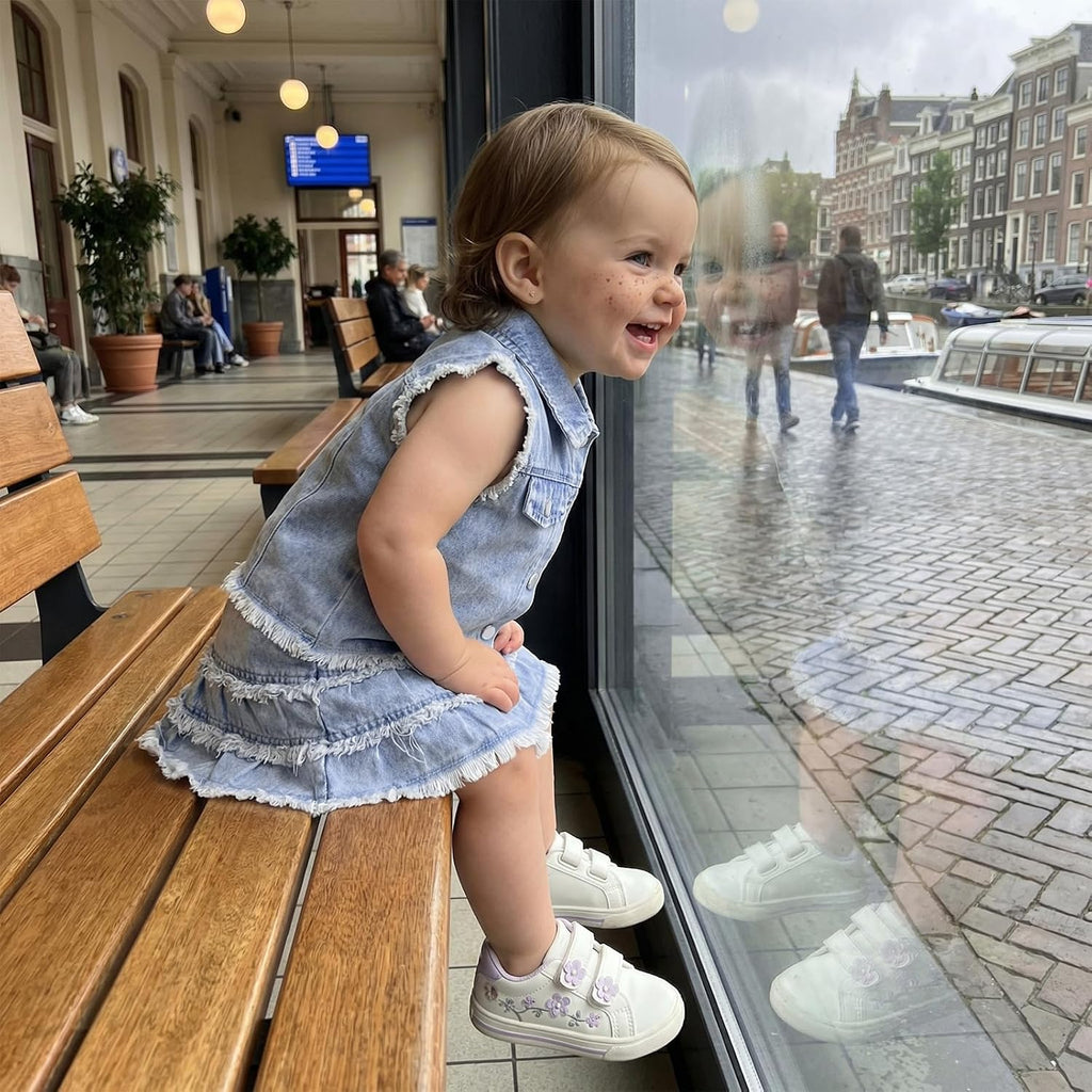 Denim Skirt Set Toddler Girl Jean Jacket Button Down Top and Ripped Jean Skirt Western Clothes Cowgirl Outfit