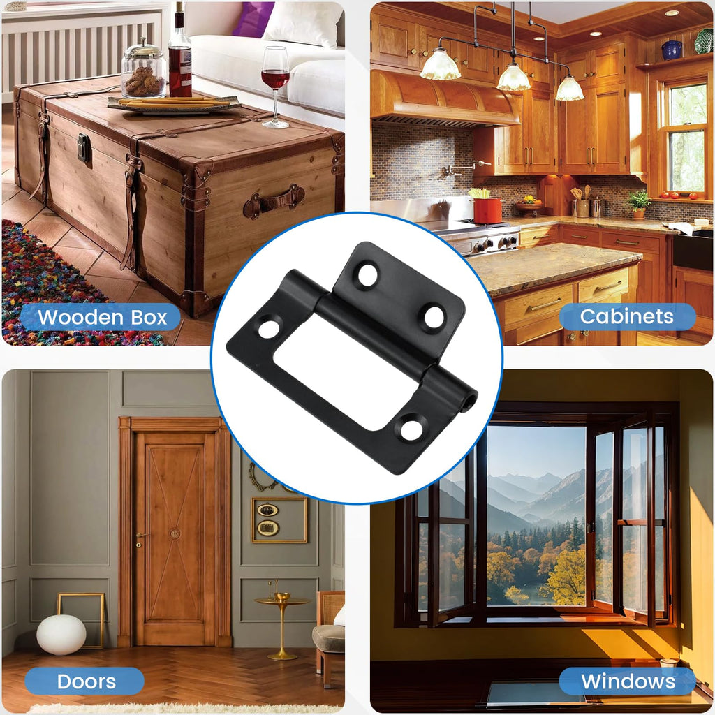 4-Pack Non-Mortise Door Hinges Bifold Butt Cabinet Hinges with Screws for Furniture Windows Cupboard etc. - 2 x 0.9