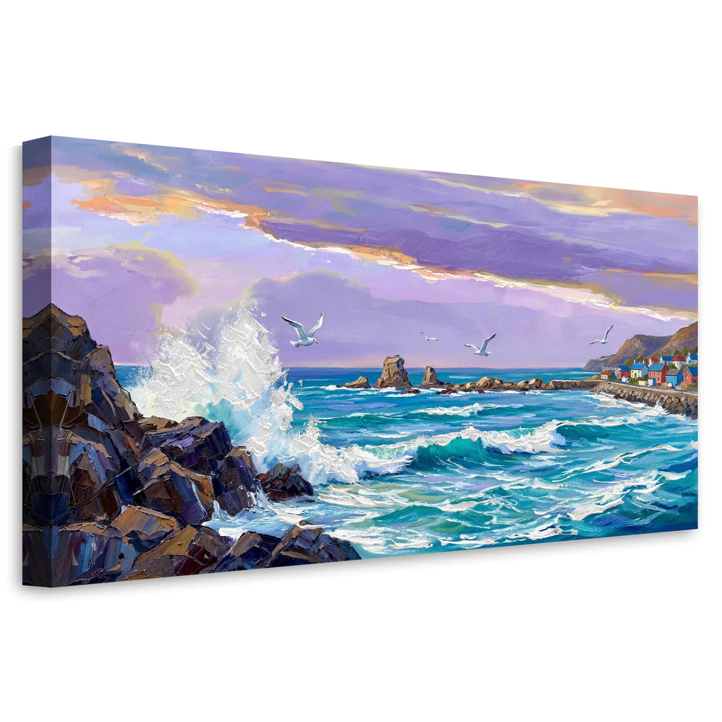 Coastal Ocean Sea Wave Canvas Wall Art 40"x20"