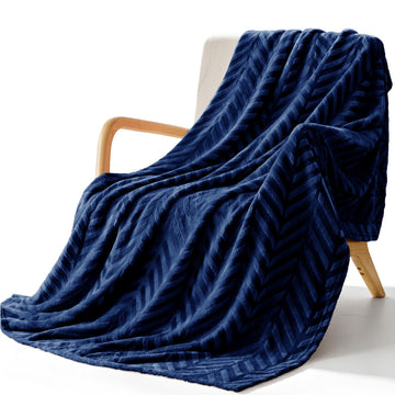 Flannel Fleece Fall Throw Blanket for Couch, Navy Blue