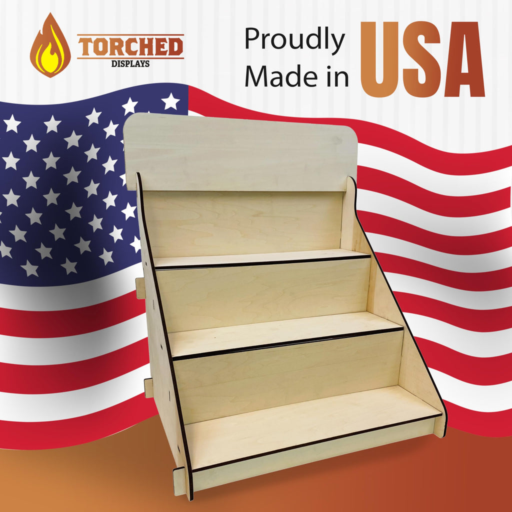 Wooden Portable Retail Table Display Stand Countertop 3 Step Riser Craft Shows, Farmers Markets Tradeshows...