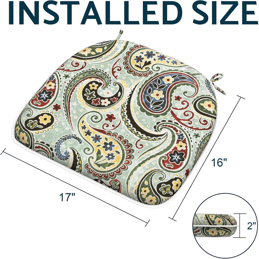 Outdoor/Indoor Chair Cushions with Ties, Waterproof All Weather Seat Cushions Furniture Home Garden Chair, Set of 4