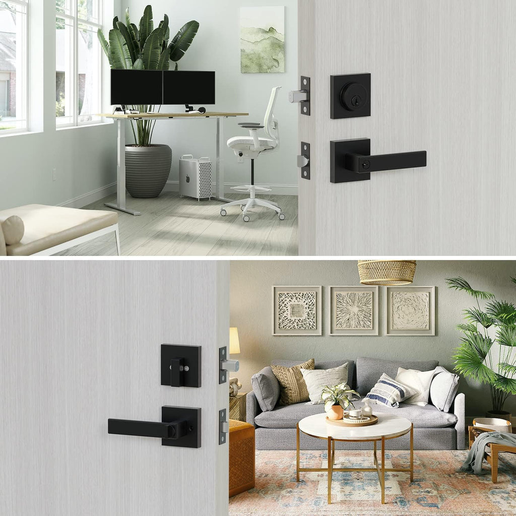 Front Door Lock Set,Keyed Alike Heavy Duty Exterior Door Lock Set,Entry Door Handle and Single Cylinder Deadbolt