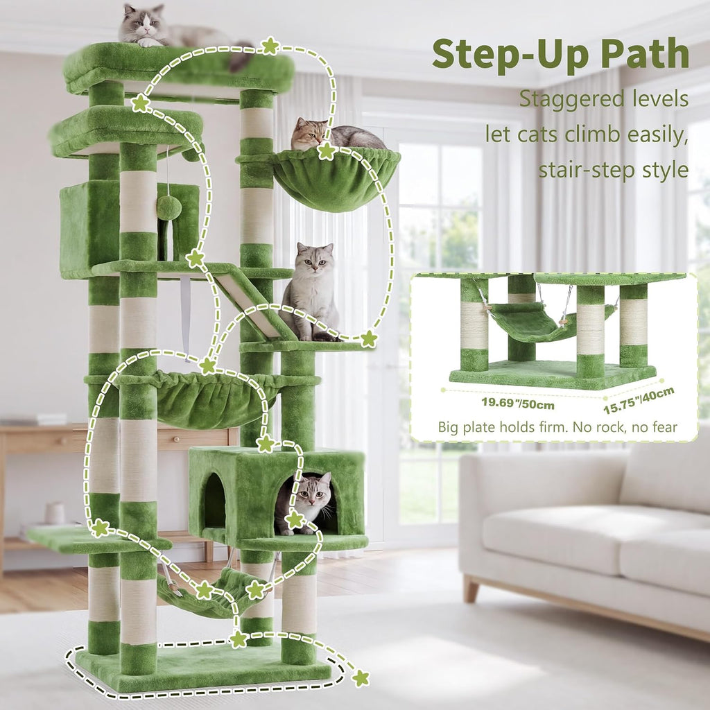 Cat Tree, 71-Inch-Tall Tower for Indoor Cats with 2 Perches