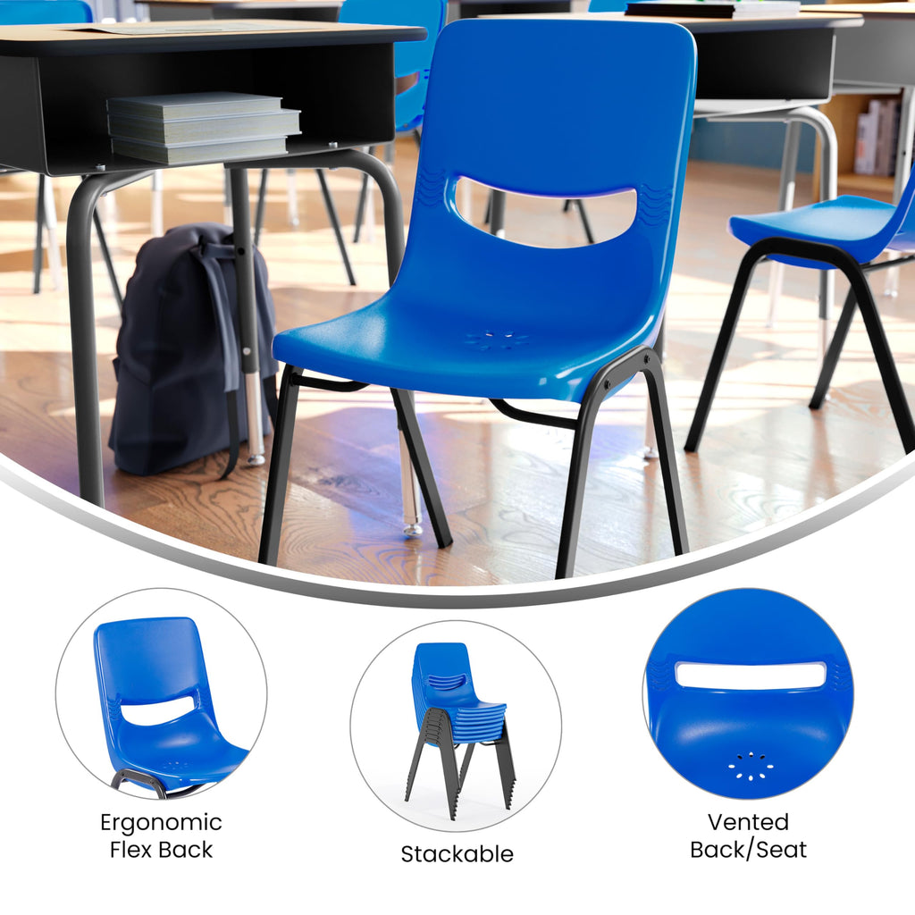 Flex Comfort Classroom Stack Chair, Navy