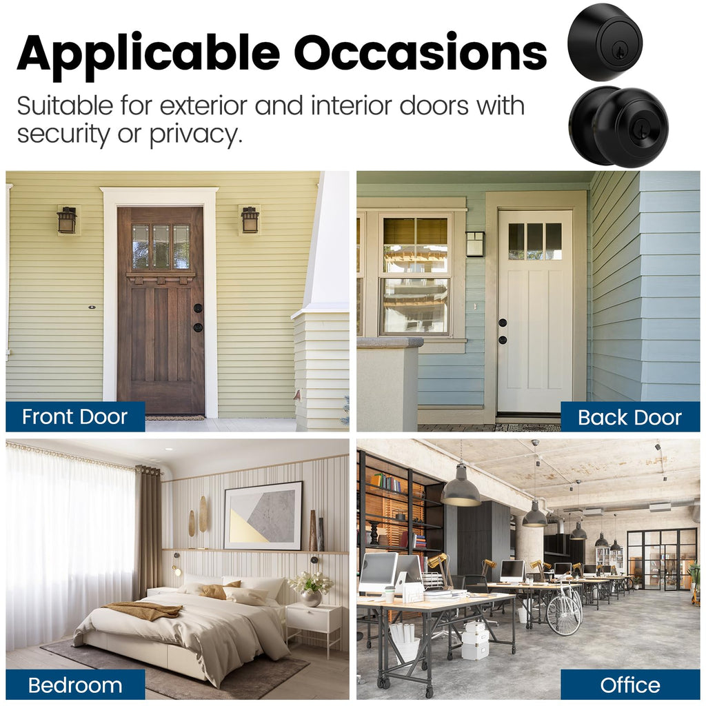 5 Pack Front Door Lock Set, Exterior Door Knob with Lock and Key