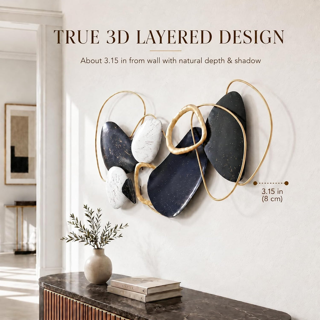 40" Large Wall Decor,3D Abstract Metal Wall Art