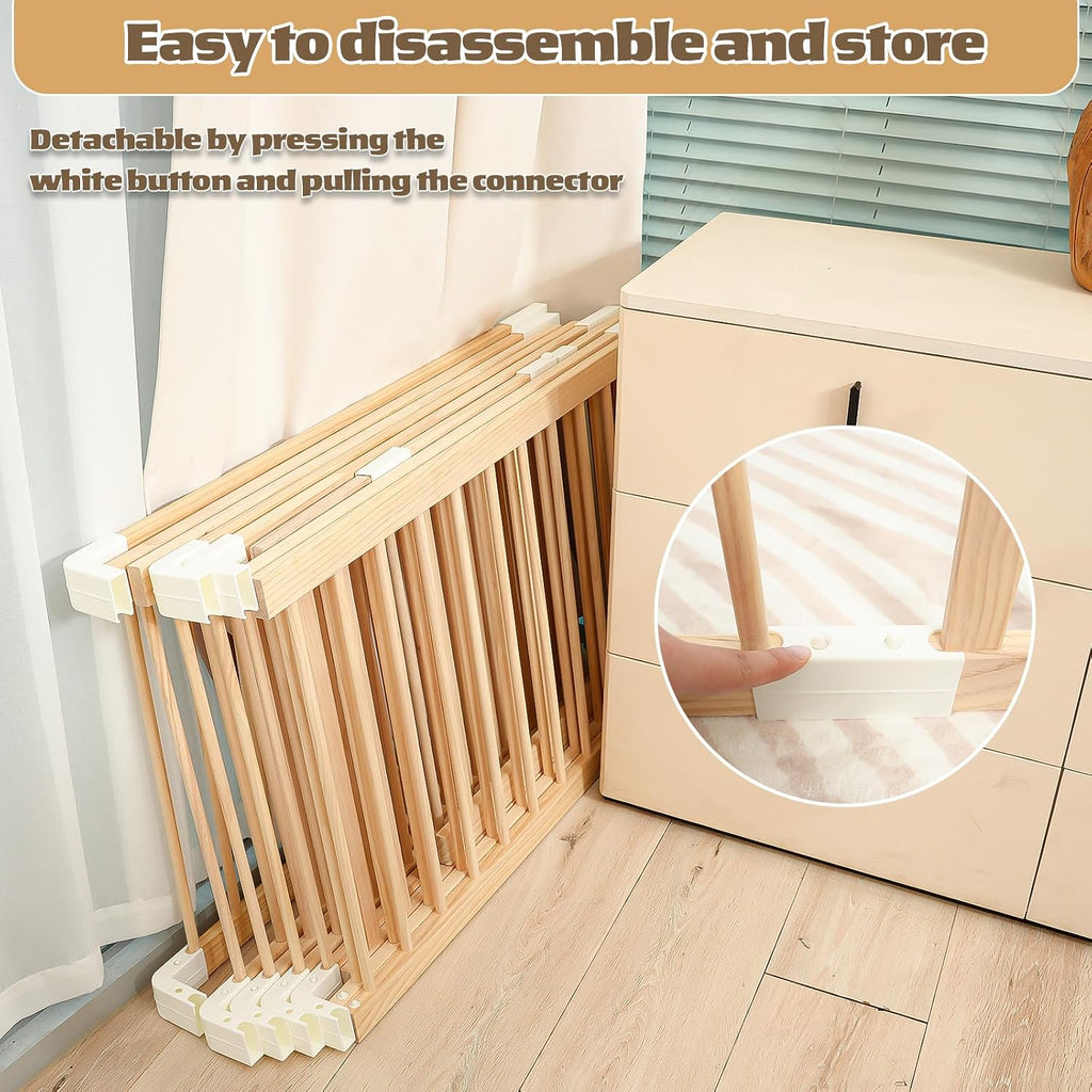 Extra Large Wooden Baby Playpen, Baby Playard Area Indoor, Non-Fold 73"x73" | Play Pen for Babies and Toddlers Kids