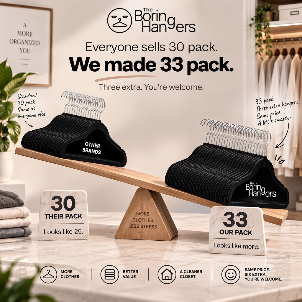 33 Pack Black Velvet Hangers Non Slip, Felt Hangers